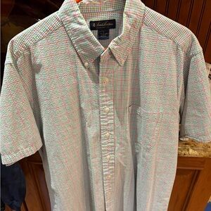 Brooks Brothers Casual Red and Green sear sucker Button Down‎ Shirt